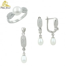 Gümüş zirkon taşlı set ( İnci)